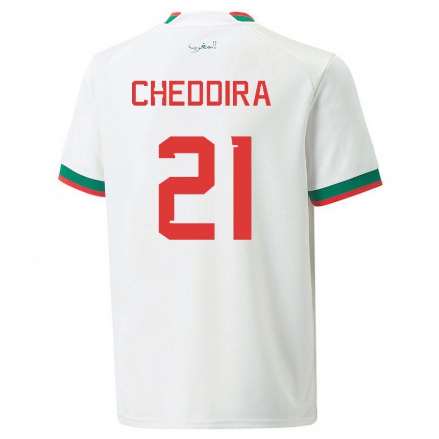 Kinderen Marokkaans Walid Cheddira #21 Wit Uitshirt Uittenue 22-24 T-shirt