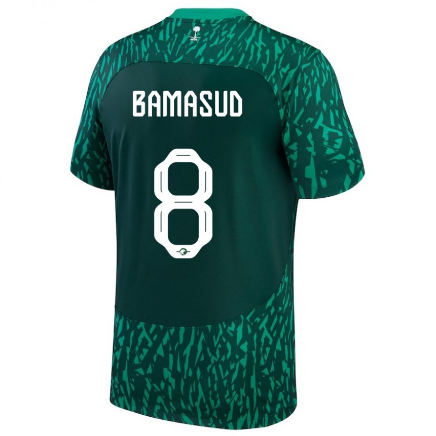 Kinderen Saoedi-arabisch Ahmed Bamasud #8 Donkergroen Uitshirt Uittenue 22-24 T-shirt