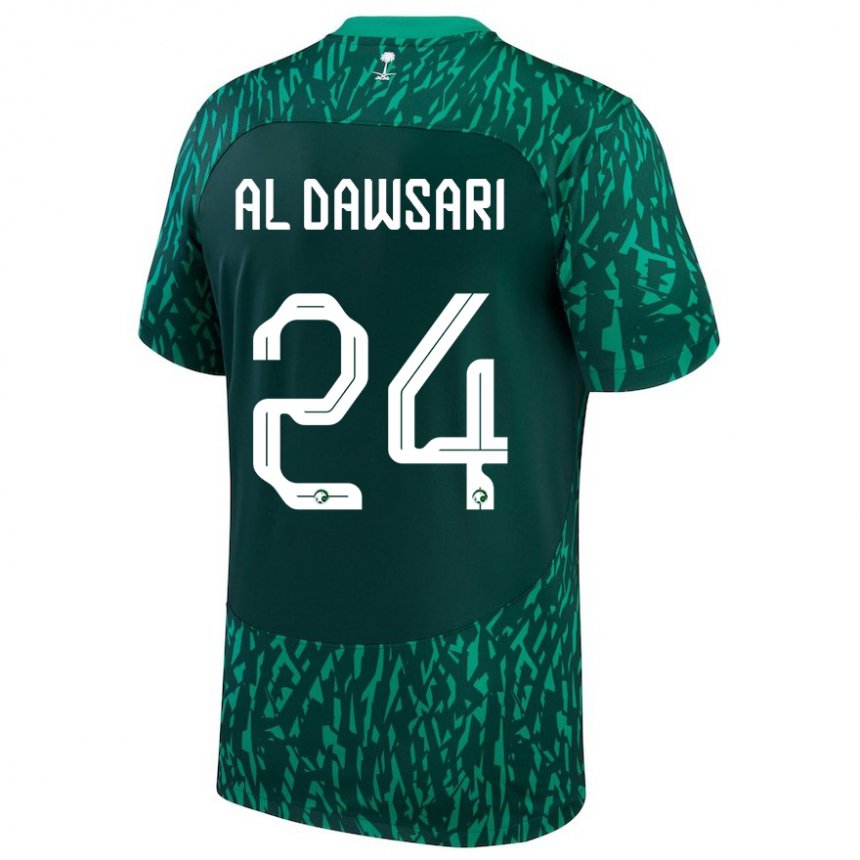 Kinderen Saoedi-arabisch Nasser Al Dawsari #24 Donkergroen Uitshirt Uittenue 22-24 T-shirt