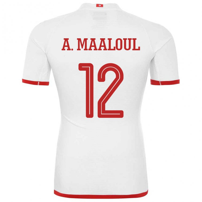 Kinderen Tunesisch Ali Maaloul #12 Wit Uitshirt Uittenue 22-24 T-shirt