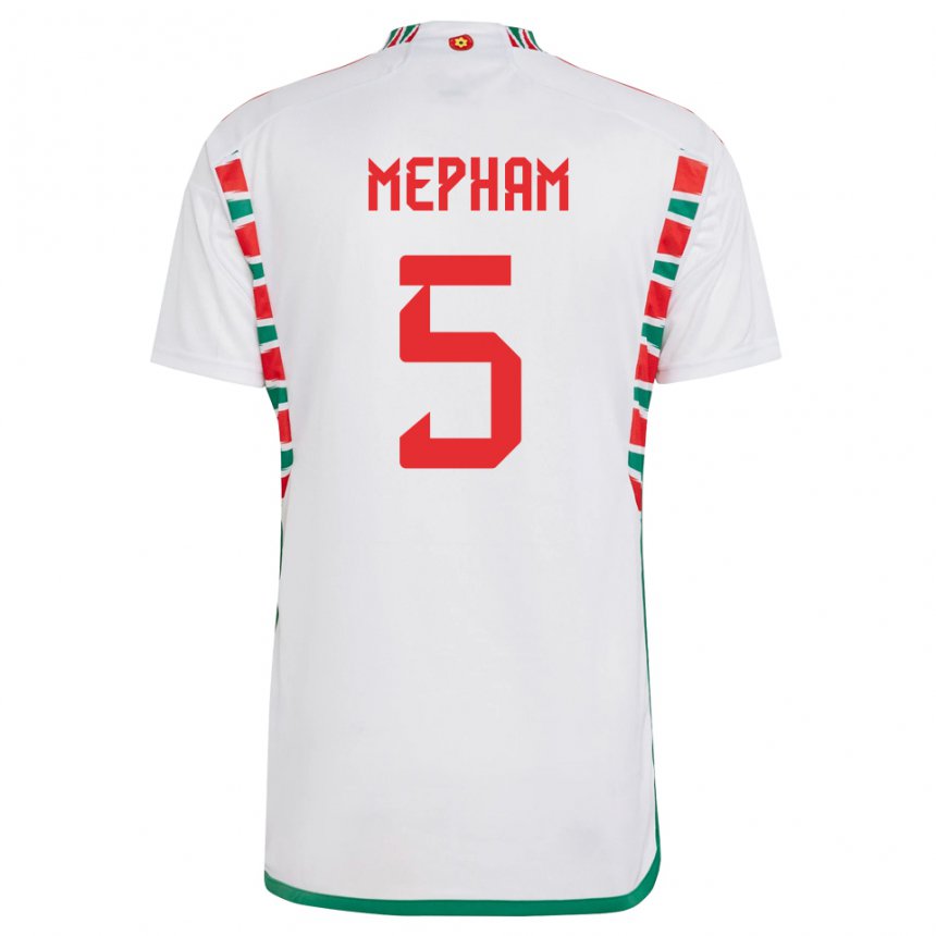 Kinderen Welsh Chris Mepham #5 Wit Uitshirt Uittenue 22-24 T-shirt