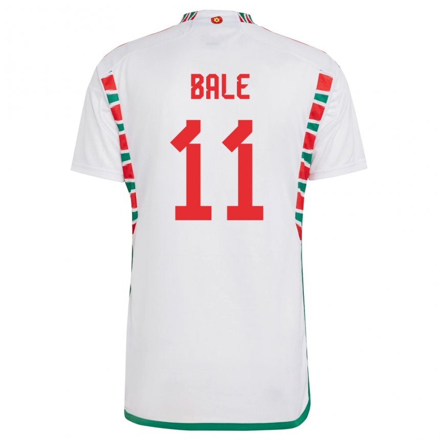 Kinderen Welsh Gareth Bale #11 Wit Uitshirt Uittenue 22-24 T-shirt