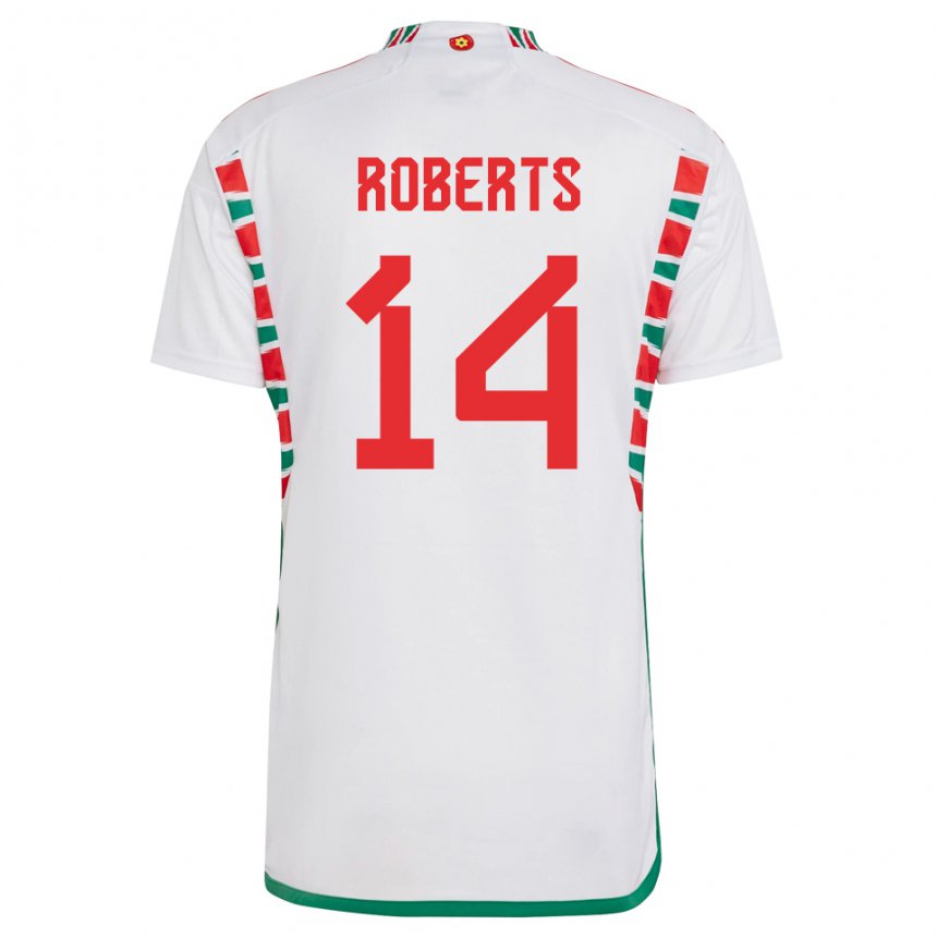 Kinderen Welsh Connor Roberts #14 Wit Uitshirt Uittenue 22-24 T-shirt