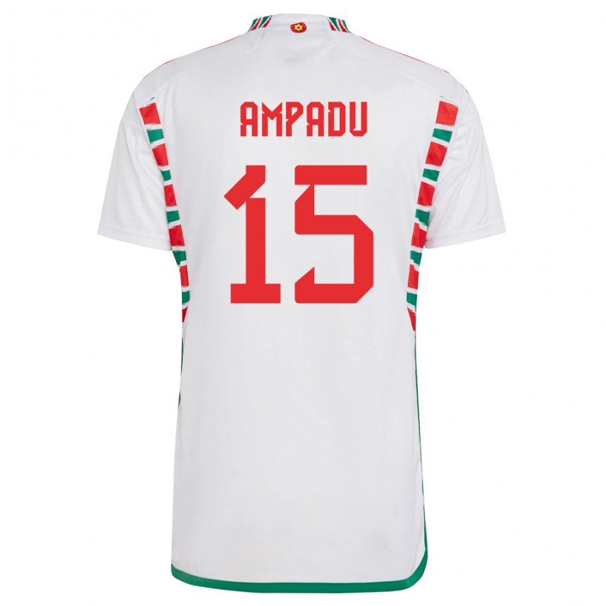 Kinderen Welsh Ethan Ampadu #15 Wit Uitshirt Uittenue 22-24 T-shirt