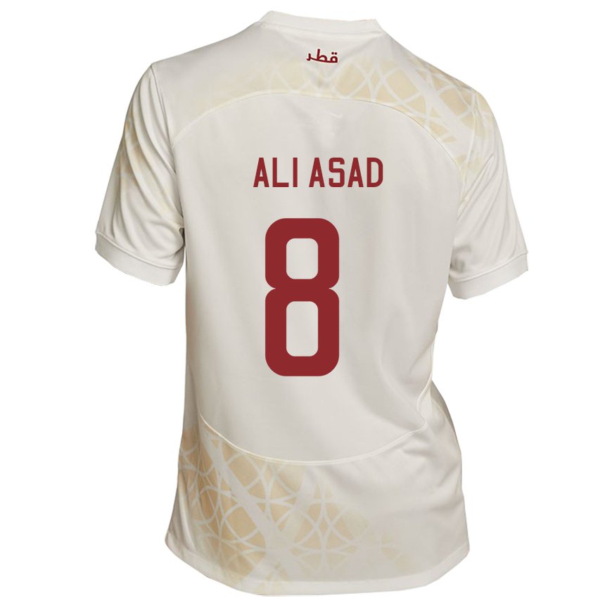 Kinderen Qatarees Ali Asad #8 Goud Beige Uitshirt Uittenue 22-24 T-shirt