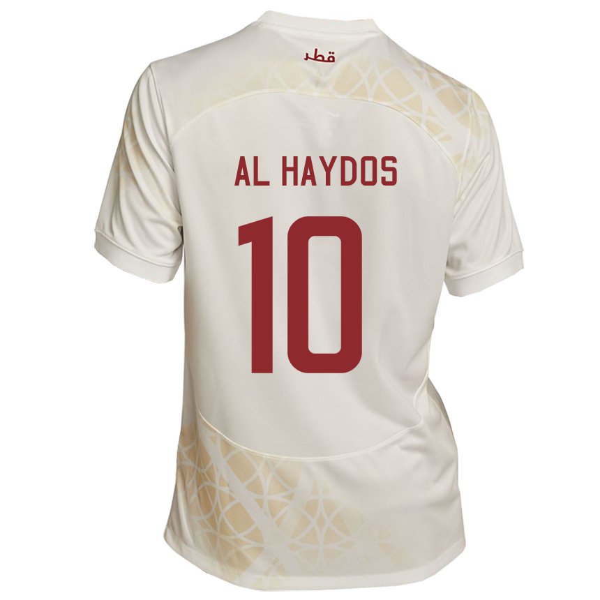 Kinderen Qatarees Hasan Al Haydos #10 Goud Beige Uitshirt Uittenue 22-24 T-shirt