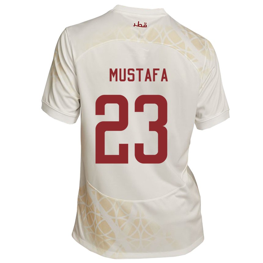 Kinderen Qatarees Mustafa Mashaal #23 Goud Beige Uitshirt Uittenue 22-24 T-shirt