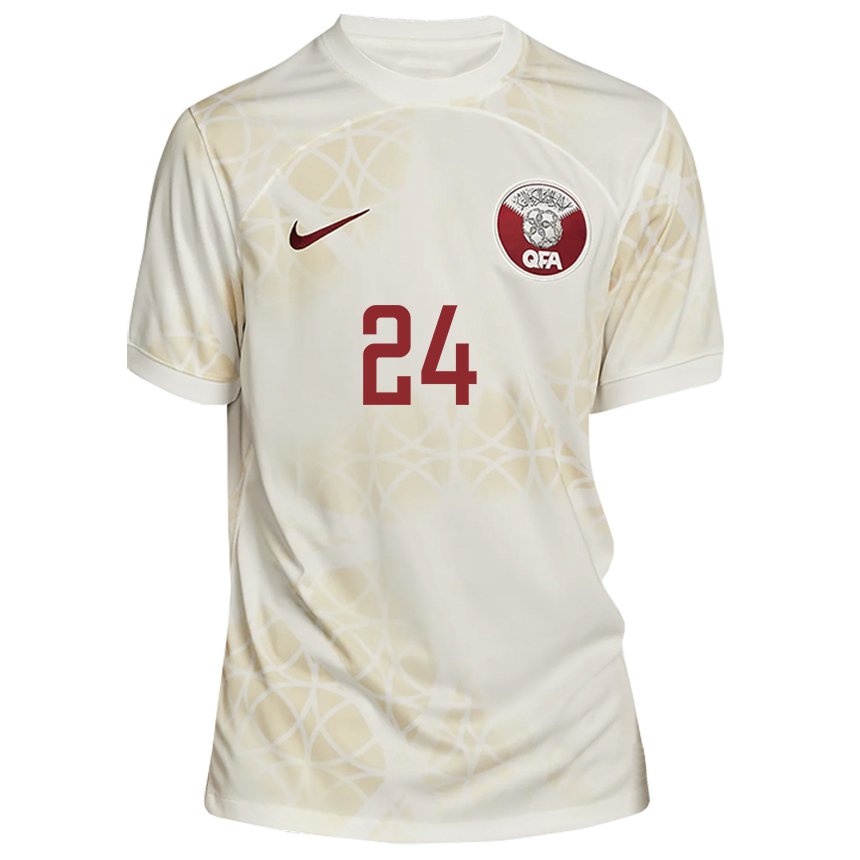 Kinderen Qatarees Naif Abdulraheem Al Hadhrami #24 Goud Beige Uitshirt Uittenue 22-24 T-shirt