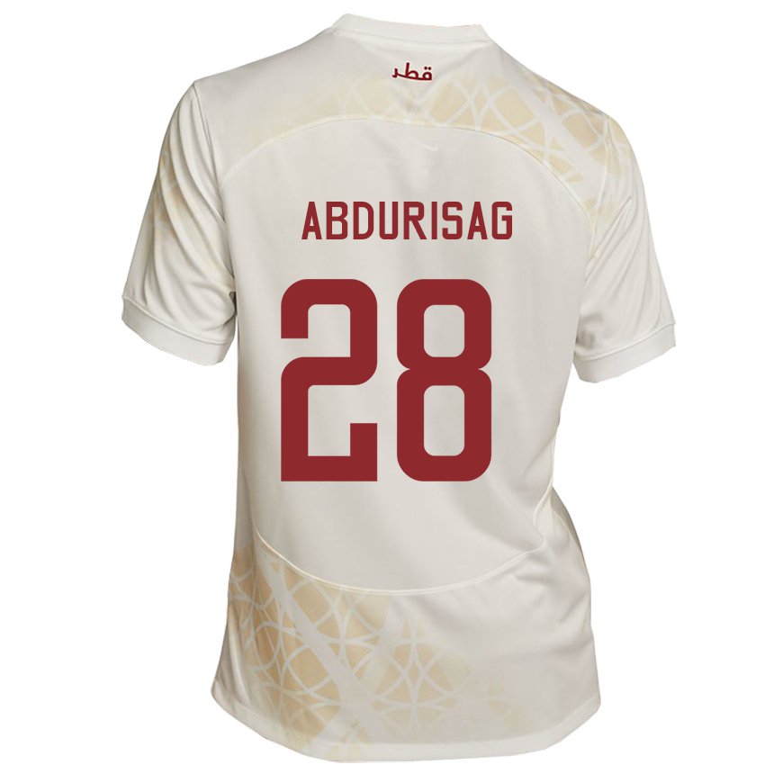 Kinderen Qatarees Yusuf Abdurisag #28 Goud Beige Uitshirt Uittenue 22-24 T-shirt