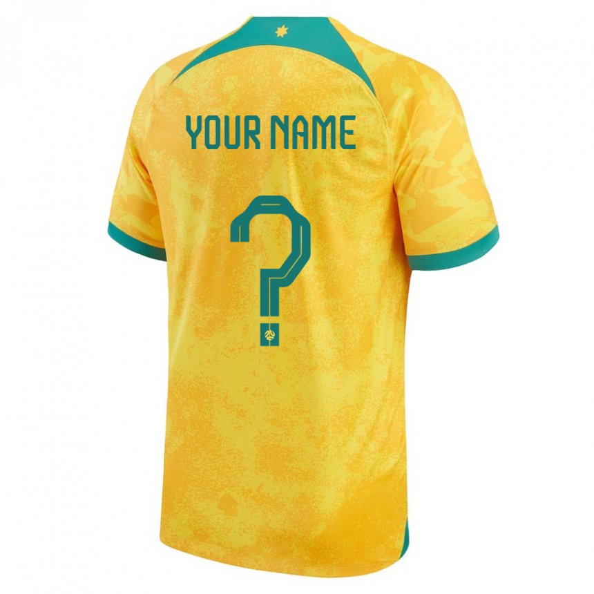 Heren Australisch Uw Naam #0 Gouden Thuisshirt Thuistenue 22-24 T-shirt