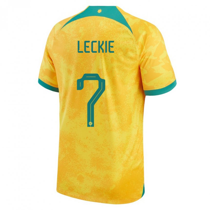 Heren Australisch Mathew Leckie #7 Gouden Thuisshirt Thuistenue 22-24 T-shirt