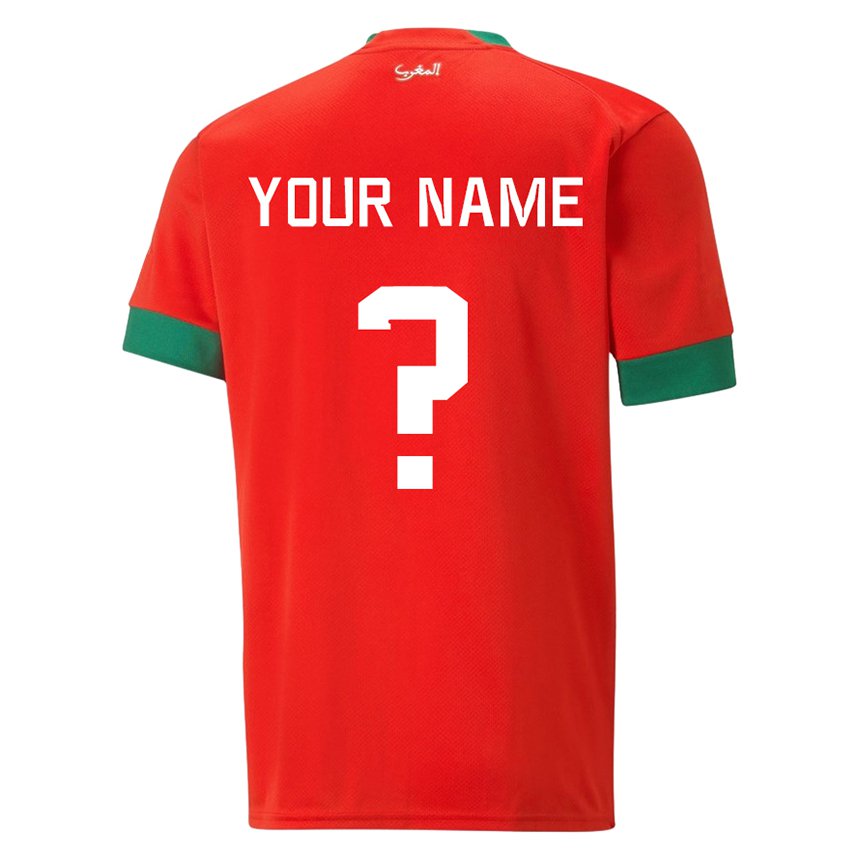 Heren Marokkaans Uw Naam #0 Rood Thuisshirt Thuistenue 22-24 T-shirt
