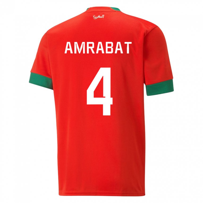 Heren Marokkaans Soufiane Amrabat #4 Rood Thuisshirt Thuistenue 22-24 T-shirt