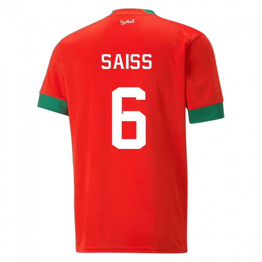Heren Marokkaans Romain Saiss #6 Rood Thuisshirt Thuistenue 22-24 T-shirt