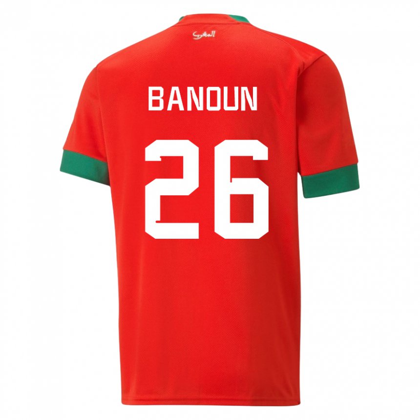 Heren Marokkaans Badr Banoun #26 Rood Thuisshirt Thuistenue 22-24 T-shirt