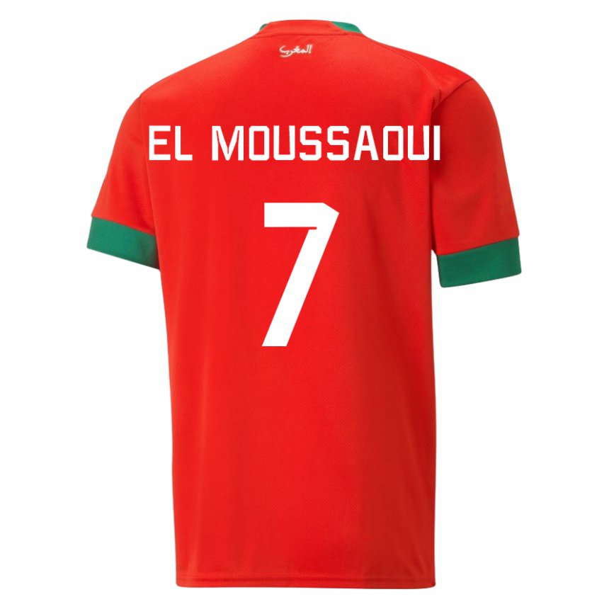 Heren Marokkaans Hamza El Moussaoui #7 Rood Thuisshirt Thuistenue 22-24 T-shirt