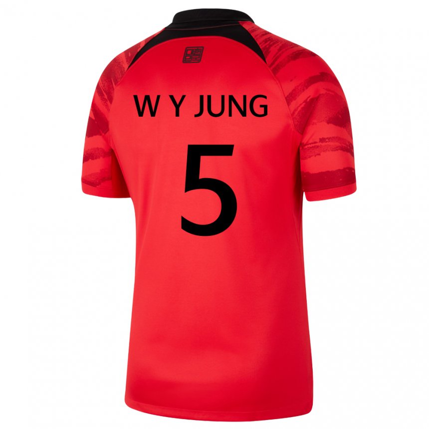 Heren Zuid-koreaans Woo-young Jung #5 Rood Zwart Thuisshirt Thuistenue 22-24 T-shirt