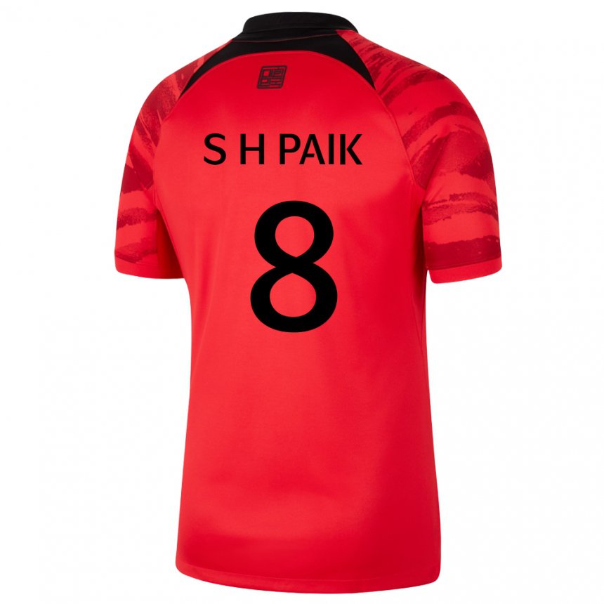 Heren Zuid-koreaans Seung-ho Paik #8 Rood Zwart Thuisshirt Thuistenue 22-24 T-shirt