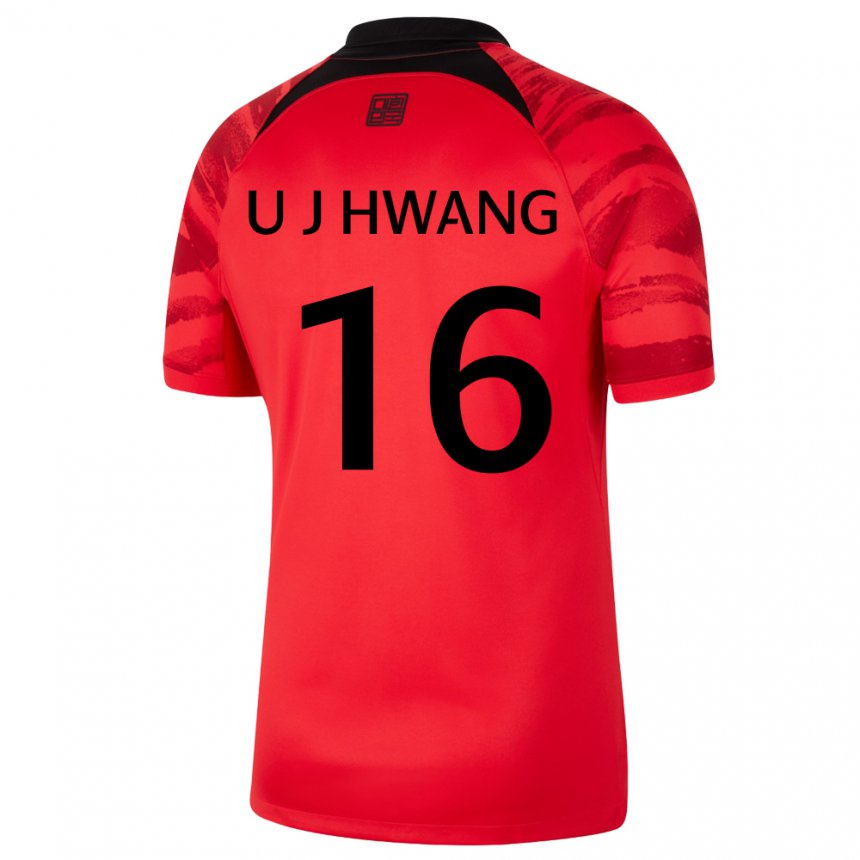 Heren Zuid-koreaans Ui-jo Hwang #16 Rood Zwart Thuisshirt Thuistenue 22-24 T-shirt