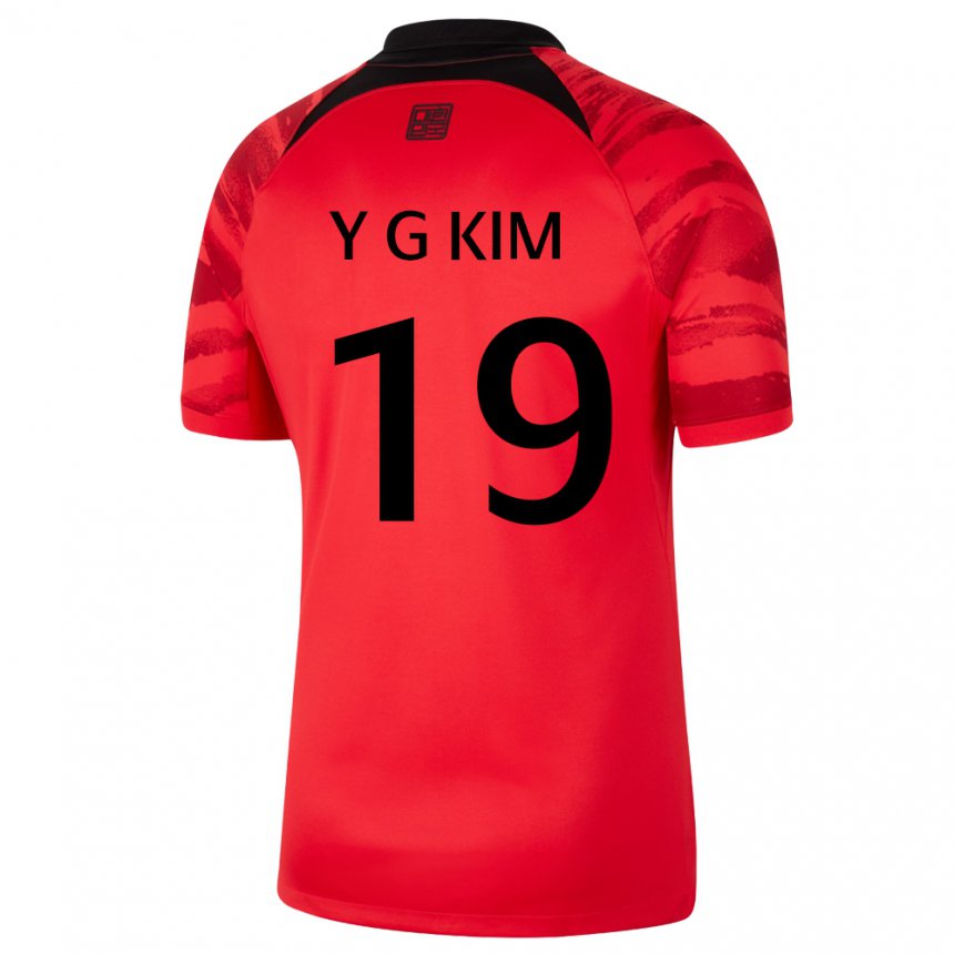 Heren Zuid-koreaans Young-gwon Kim #19 Rood Zwart Thuisshirt Thuistenue 22-24 T-shirt