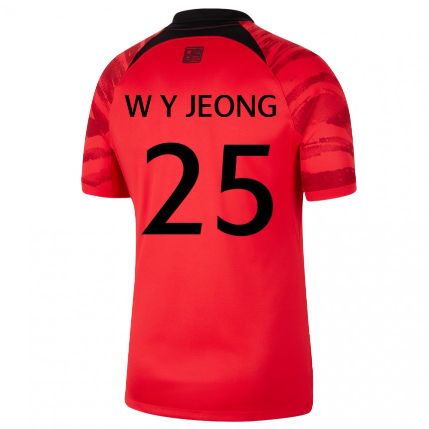 Heren Zuid-koreaans Woo-yeong Jeong #25 Rood Zwart Thuisshirt Thuistenue 22-24 T-shirt