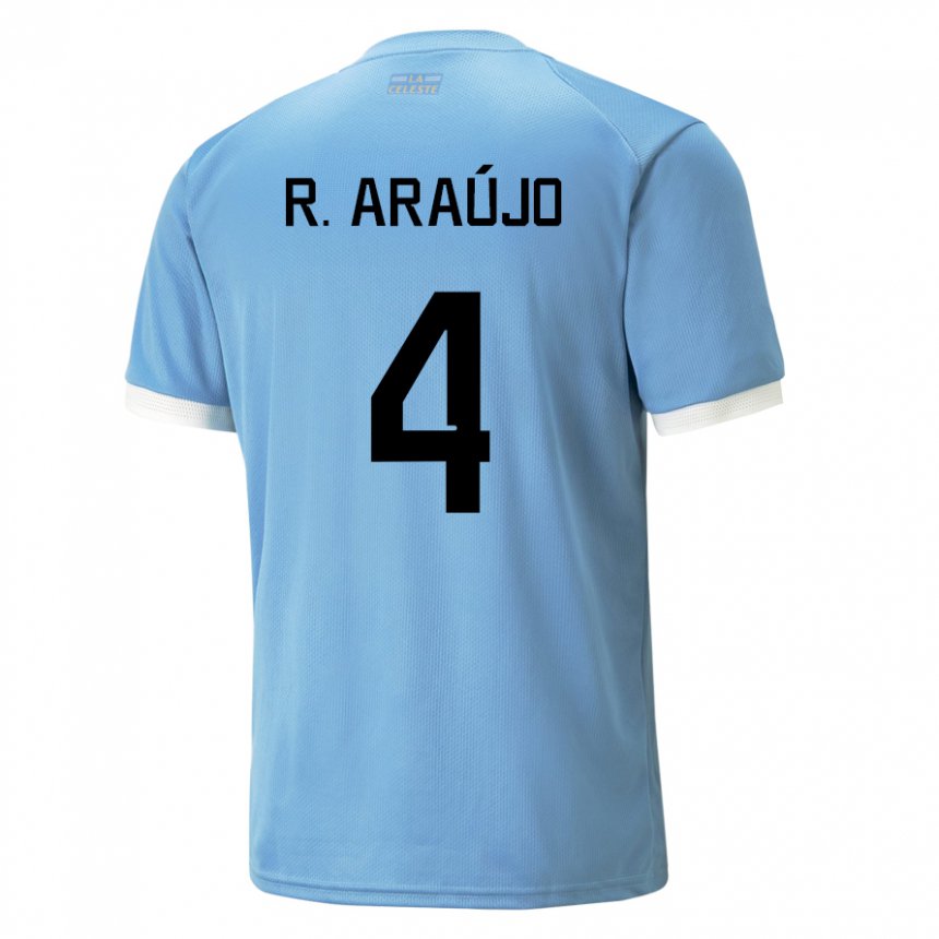 Heren Uruguayaans Ronald Araujo #4 Blauw Thuisshirt Thuistenue 22-24 T-shirt