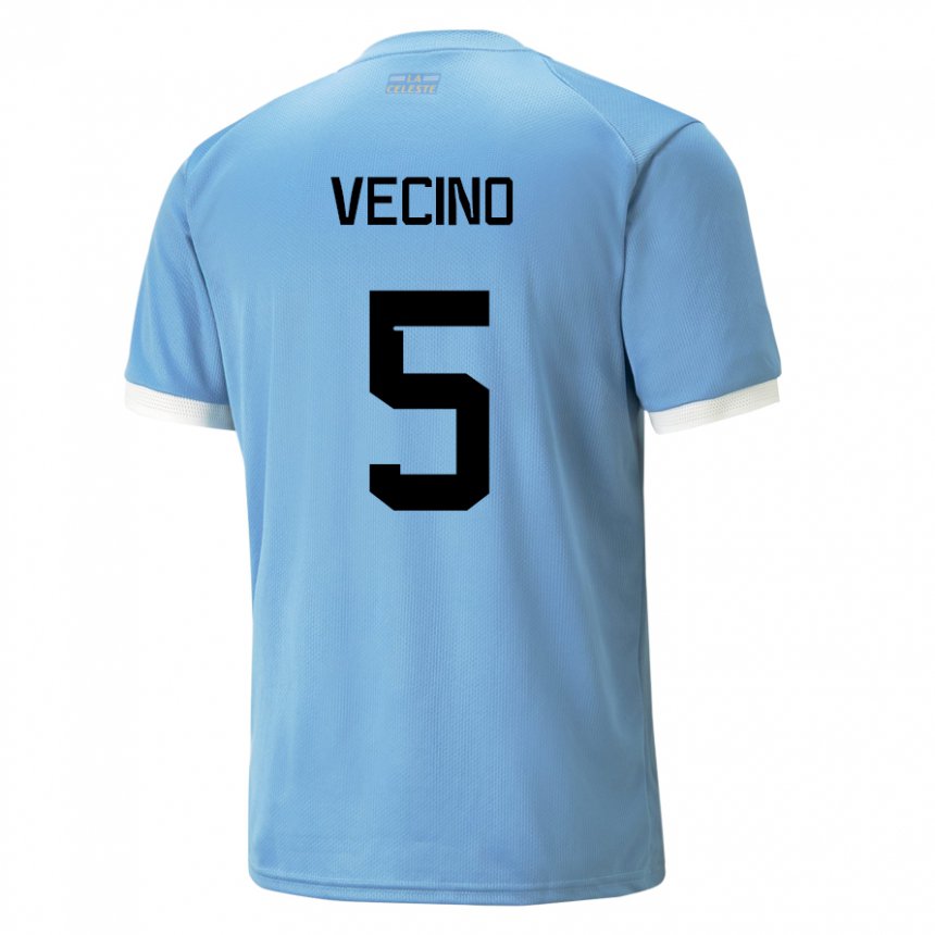 Heren Uruguayaans Matias Vecino #5 Blauw Thuisshirt Thuistenue 22-24 T-shirt