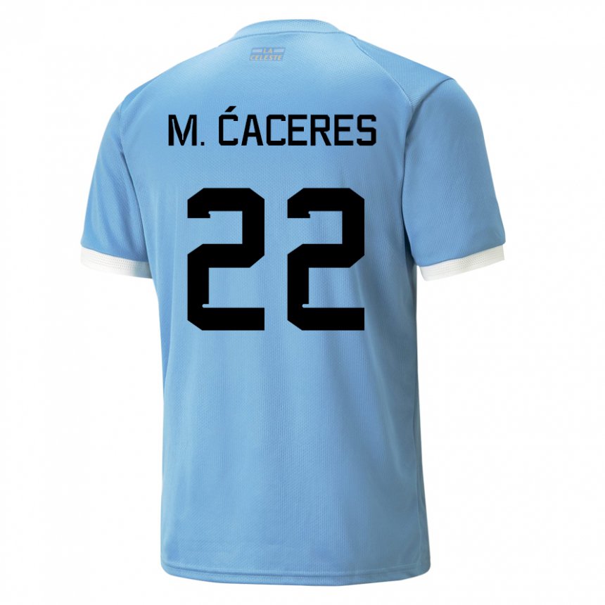 Heren Uruguayaans Martin Caceres #22 Blauw Thuisshirt Thuistenue 22-24 T-shirt