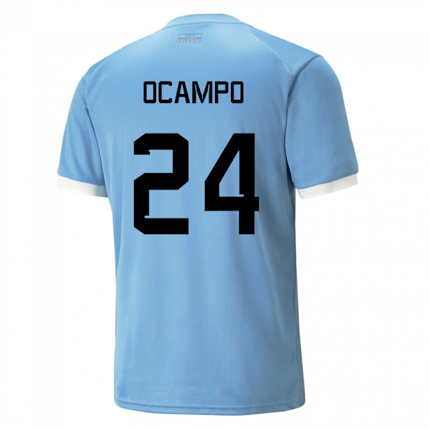 Heren Uruguayaans Brian Ocampo #24 Blauw Thuisshirt Thuistenue 22-24 T-shirt