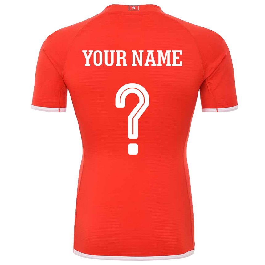 Heren Tunesisch Uw Naam #0 Rood Thuisshirt Thuistenue 22-24 T-shirt