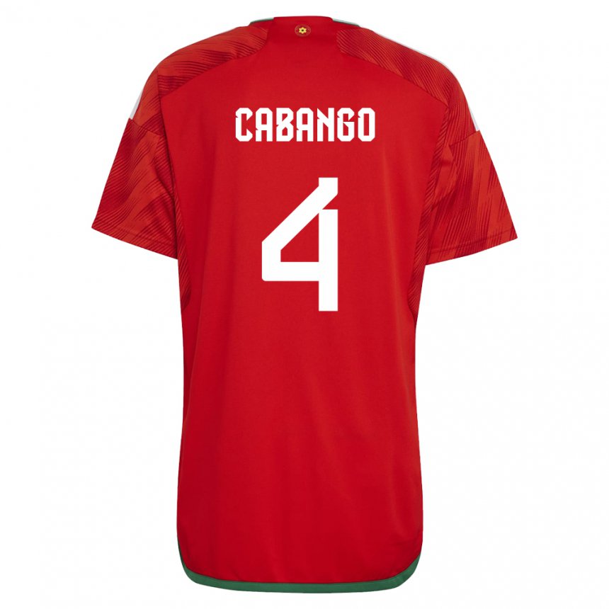 Heren Welsh Ben Cabango #4 Rood Thuisshirt Thuistenue 22-24 T-shirt