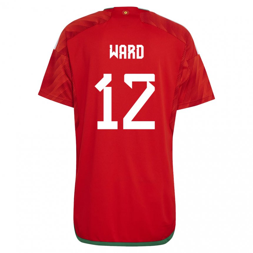 Heren Welsh Danny Ward #12 Rood Thuisshirt Thuistenue 22-24 T-shirt