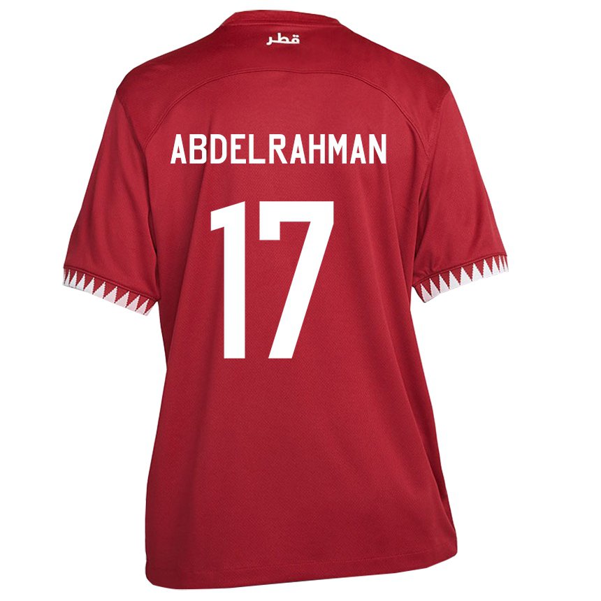 Heren Qatarees Abdelrahman Fahmi Moustafa #17 Kastanjebruin Thuisshirt Thuistenue 22-24 T-shirt