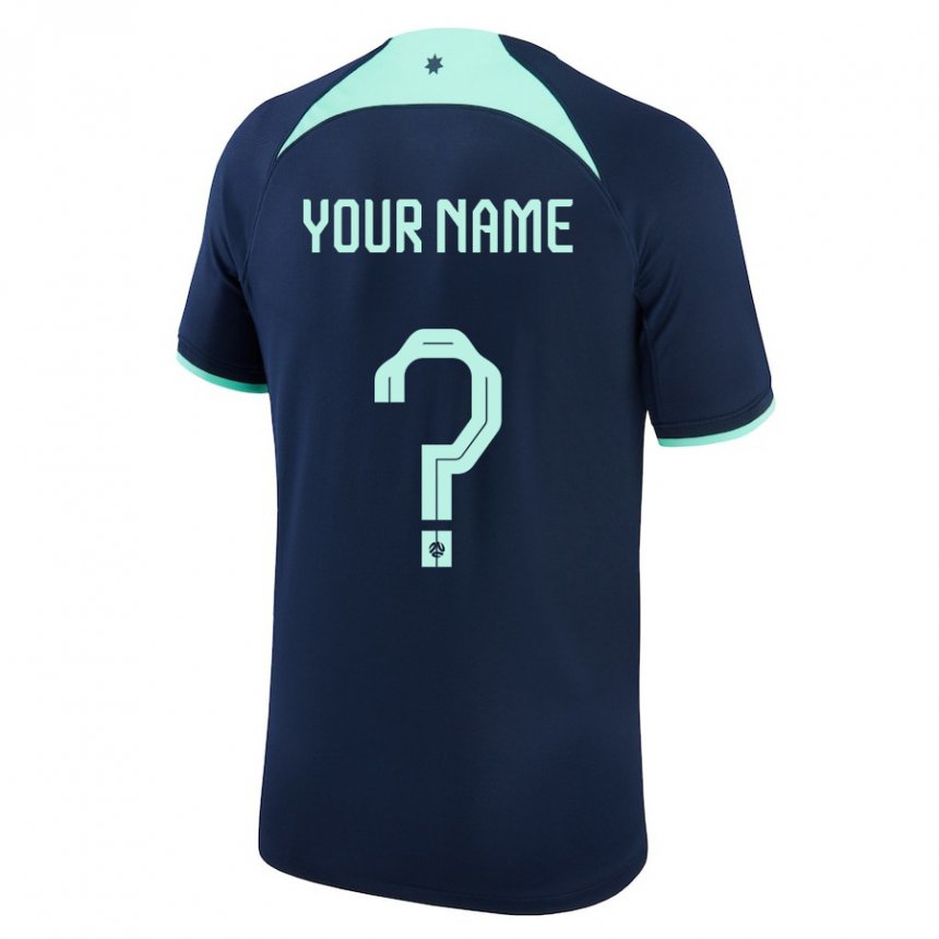 Heren Australisch Uw Naam #0 Donkerblauw Uitshirt Uittenue 22-24 T-shirt