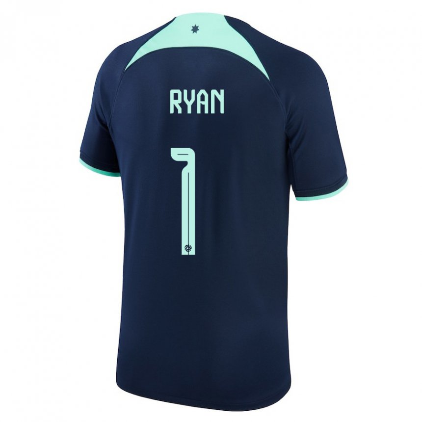 Heren Australisch Mathew Ryan #1 Donkerblauw Uitshirt Uittenue 22-24 T-shirt