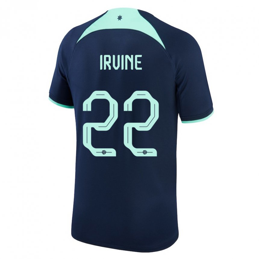 Heren Australisch Jackson Irvine #22 Donkerblauw Uitshirt Uittenue 22-24 T-shirt