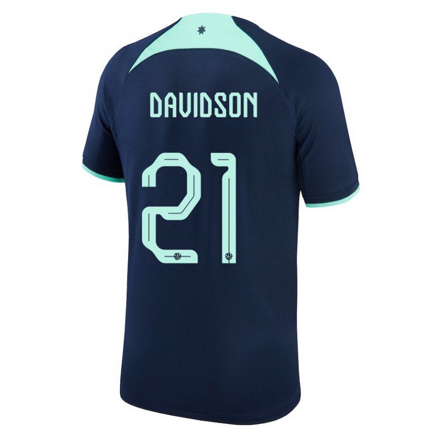 Heren Australisch Jason Davidson #21 Donkerblauw Uitshirt Uittenue 22-24 T-shirt