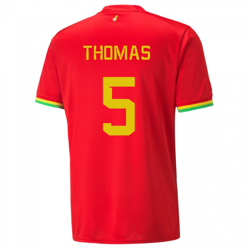 Heren Ghanees Thomas Partey #5 Rood Uitshirt Uittenue 22-24 T-shirt
