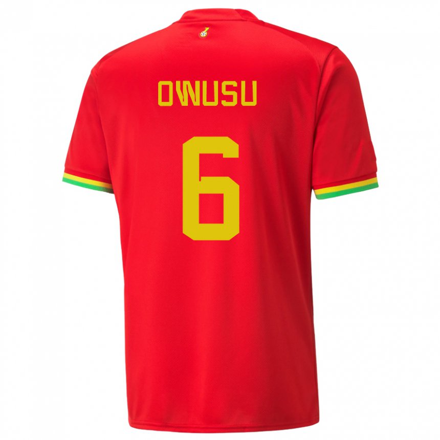 Heren Ghanees Elisha Owusu #6 Rood Uitshirt Uittenue 22-24 T-shirt