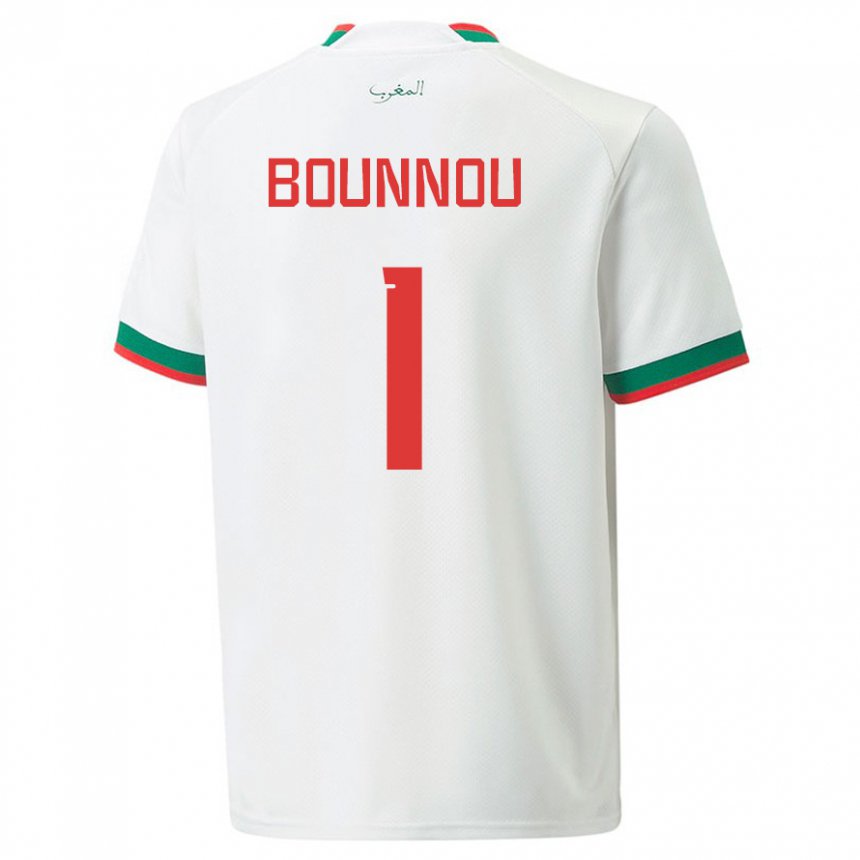 Heren Marokkaans Yassine Bounnou #1 Wit Uitshirt Uittenue 22-24 T-shirt