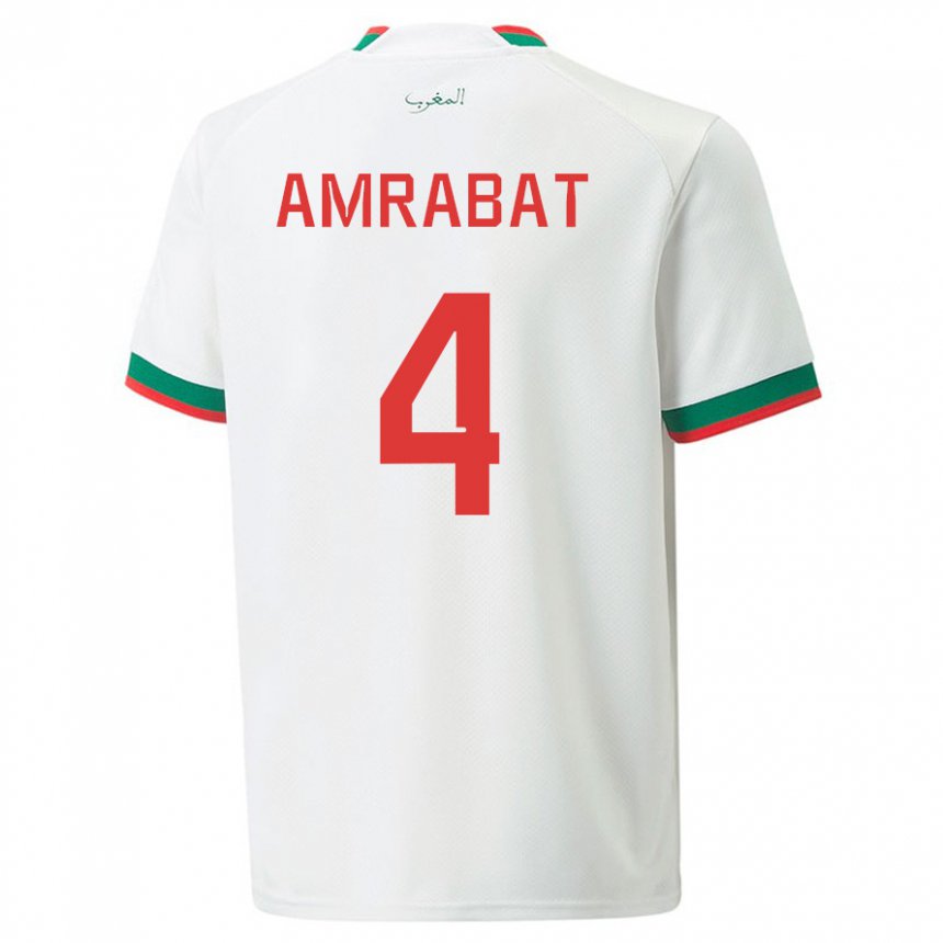 Heren Marokkaans Soufiane Amrabat #4 Wit Uitshirt Uittenue 22-24 T-shirt