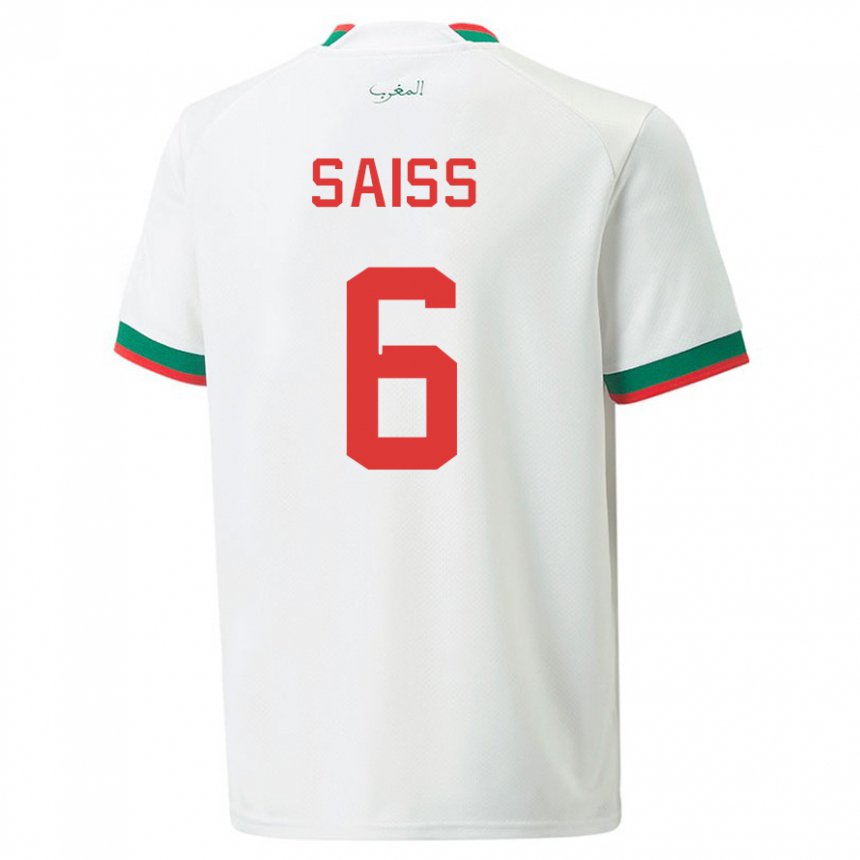 Heren Marokkaans Romain Saiss #6 Wit Uitshirt Uittenue 22-24 T-shirt