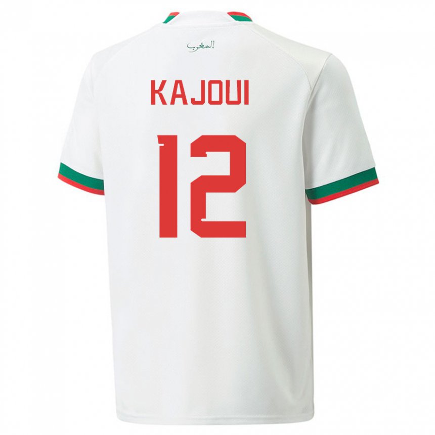 Heren Marokkaans Munir Kajoui #12 Wit Uitshirt Uittenue 22-24 T-shirt