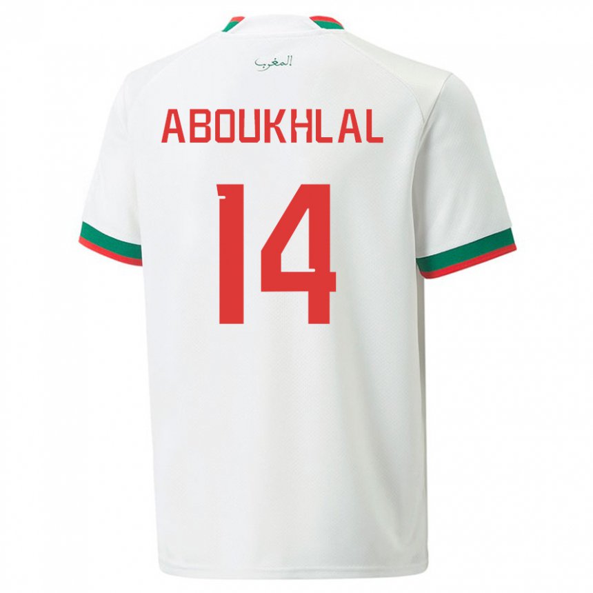 Heren Marokkaans Zakaria Aboukhlal #14 Wit Uitshirt Uittenue 22-24 T-shirt