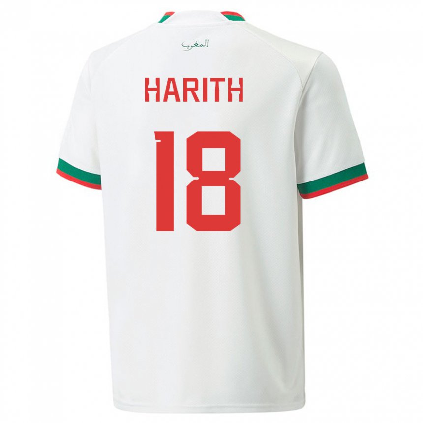 Heren Marokkaans Amine Harith #18 Wit Uitshirt Uittenue 22-24 T-shirt