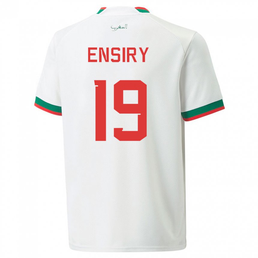 Heren Marokkaans Youssef Ensiry #19 Wit Uitshirt Uittenue 22-24 T-shirt