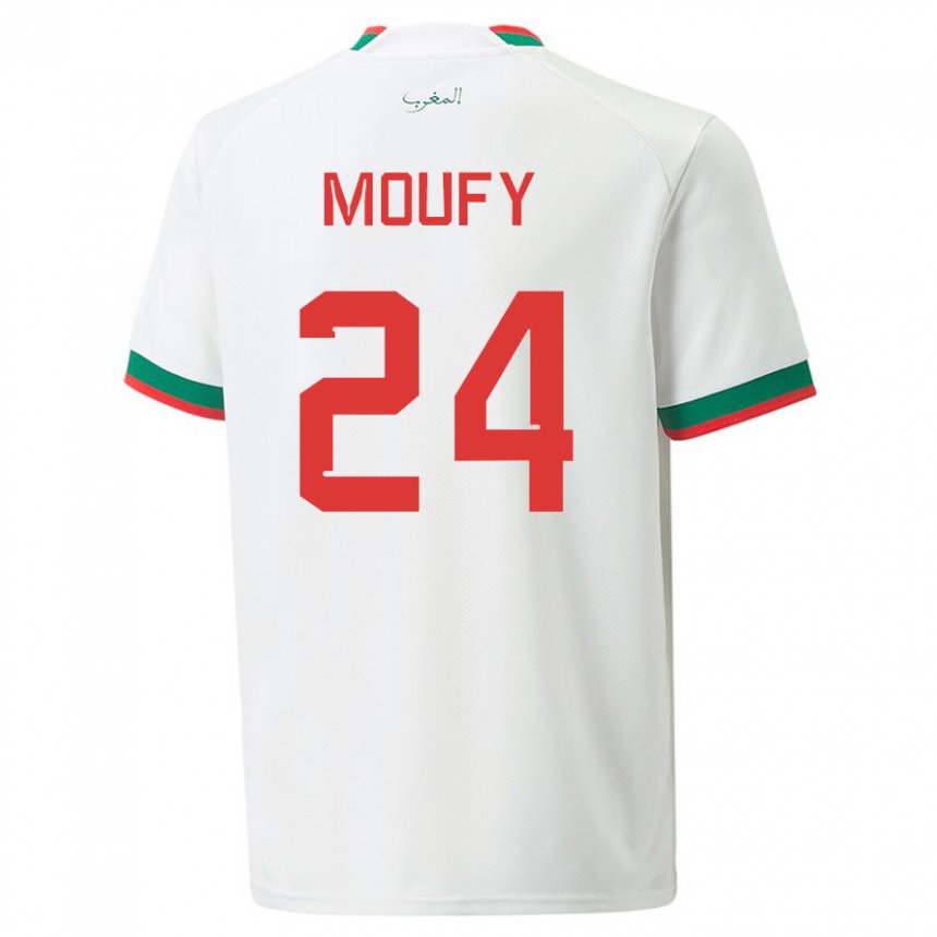 Heren Marokkaans Fahd Moufy #24 Wit Uitshirt Uittenue 22-24 T-shirt