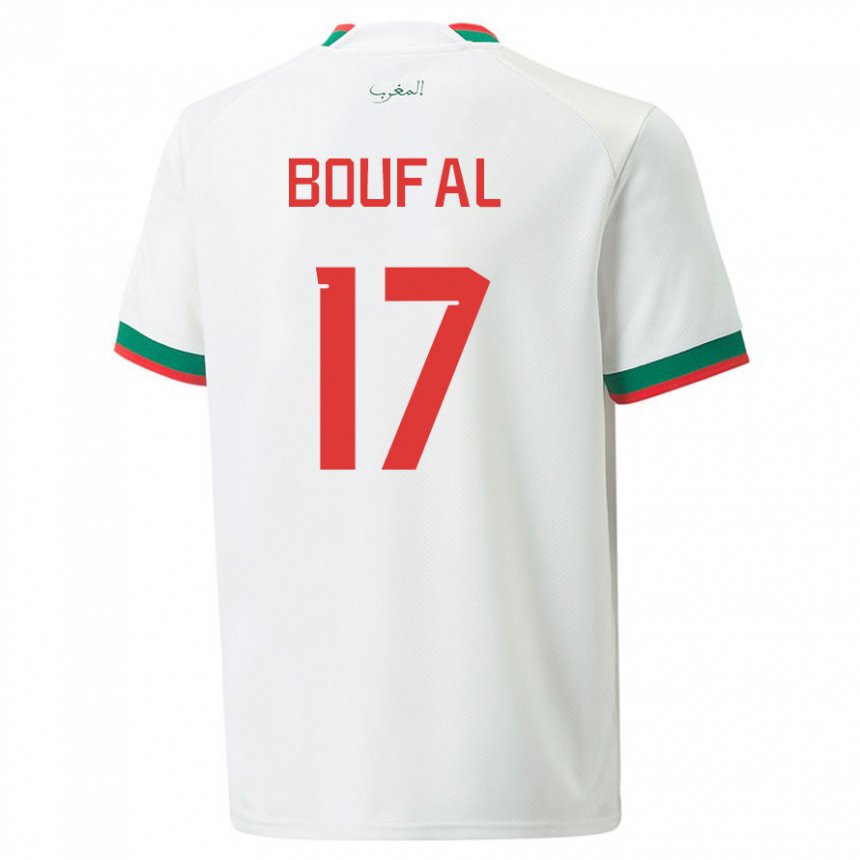 Heren Marokkaans Sofiane Boufal #17 Wit Uitshirt Uittenue 22-24 T-shirt