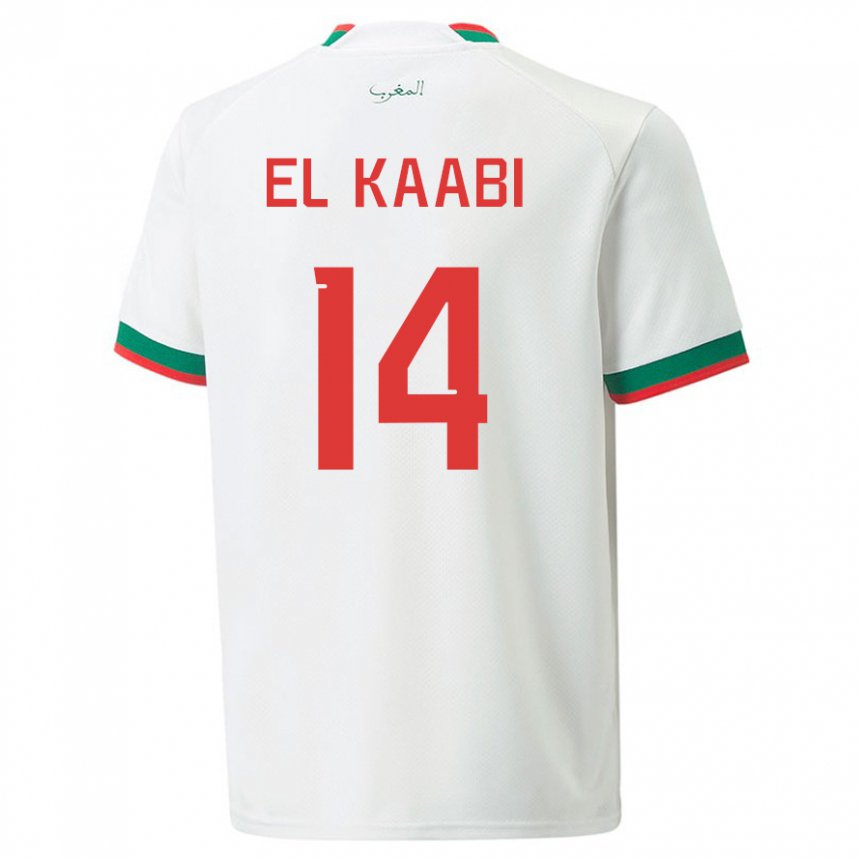 Heren Marokkaans Ayoub El Kaabi #14 Wit Uitshirt Uittenue 22-24 T-shirt