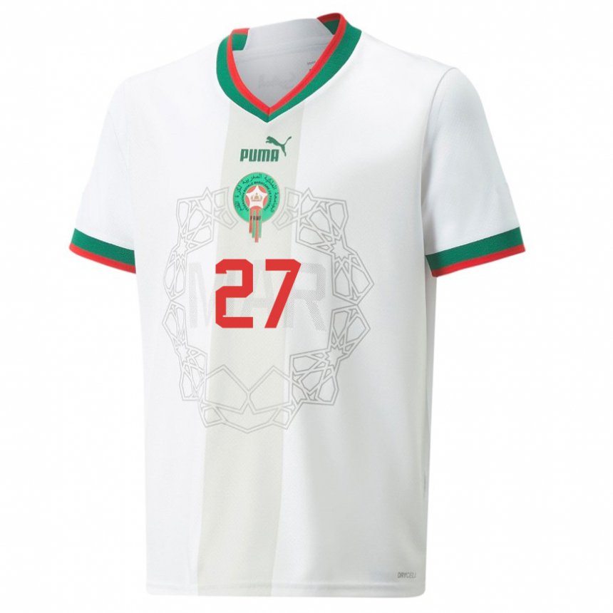 Heren Marokkaans Soufiane Rahimi #27 Wit Uitshirt Uittenue 22-24 T-shirt